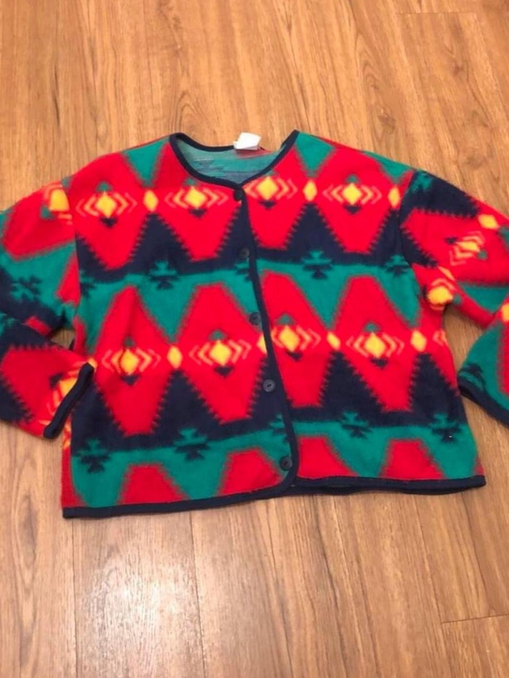 David Wayne Vintage Southwestern Aztec Cardigan Sweater Jacket Oversize Fleece